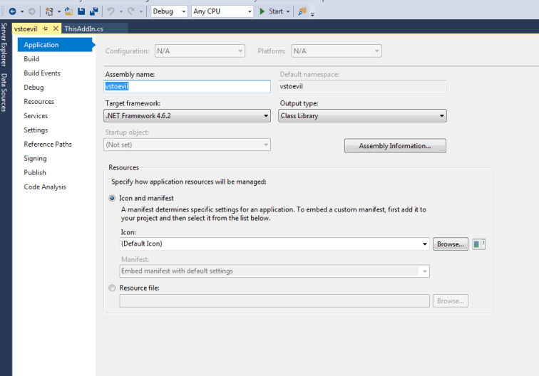 vsto_4_open_project_properties