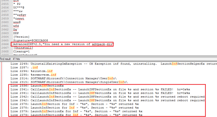 cmstp_advpack_launchinfsectionex